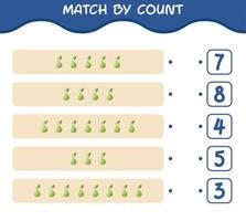 Match by count of cartoon kohlrabi. Match and count game. Educational game for pre shool years kids and toddlers vector