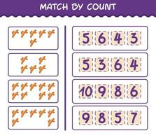 Match by count of cartoon turmeric. Match and count game. Educational game for pre shool years kids and toddlers vector