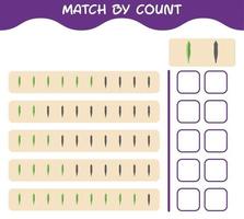 Match by count of cartoon okra. Match and count game. Educational game for pre shool years kids and toddlers vector