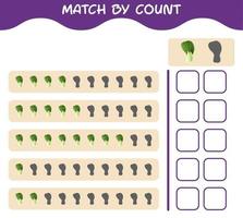 Match by count of cartoon bok choy. Match and count game. Educational game for pre shool years kids and toddlers vector