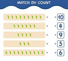 Match by count of cartoon edamame. Match and count game. Educational game for pre shool years kids and toddlers vector