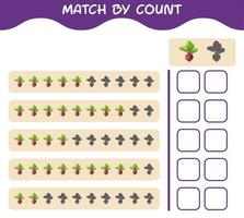 Match by count of cartoon beet. Match and count game. Educational game for pre shool years kids and toddlers vector