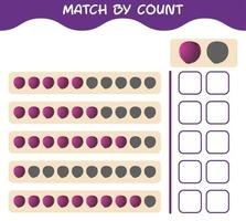 Match by count of cartoon red cabbage. Match and count game. Educational game for pre shool years kids and toddlers vector