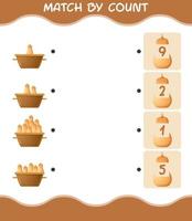Match by count of cartoon butternut squash. Match and count game. Educational game for pre shool years kids and toddlers vector