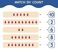 Match by count of cartoon beet. Match and count game. Educational game for pre shool years kids and toddlers vector