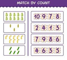 Match by count of cartoon vegetables. Match and count game. Educational game for pre shool years kids and toddlers vector