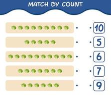 Match by count of cartoon iceberg lettuce. Match and count game. Educational game for pre shool years kids and toddlers vector