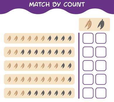 Match by count of cartoon cassava. Match and count game. Educational game for pre shool years kids and toddlers vector
