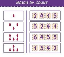 Match by count of cartoon beet. Match and count game. Educational game for pre shool years kids and toddlers vector