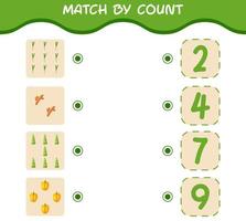 Match by count of cartoon vegetables. Match and count game. Educational game for pre shool years kids and toddlers vector