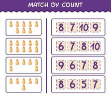 Match by count of cartoon butternut squash. Match and count game. Educational game for pre shool years kids and toddlers vector