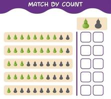 Match by count of cartoon calabash. Match and count game. Educational game for pre shool years kids and toddlers vector