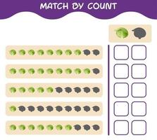 Match by count of cartoon iceberg lettuce. Match and count game. Educational game for pre shool years kids and toddlers vector