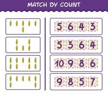 Match by count of cartoon corn. Match and count game. Educational game for pre shool years kids and toddlers vector