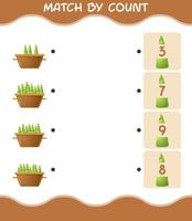 Match by count of cartoon bamboo shoot. Match and count game. Educational game for pre shool years kids and toddlers vector