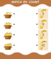 Match by count of cartoon crookneck squash. Match and count game. Educational game for pre shool years kids and toddlers vector