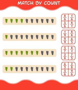 emparejar por conteo de lechuga de dibujos animados. juego de emparejar y contar. juego educativo para niños y niños pequeños en edad preescolar vector