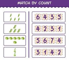 Match by count of cartoon vegetables. Match and count game. Educational game for pre shool years kids and toddlers vector