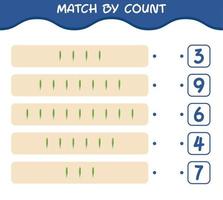 Match by count of cartoon okra. Match and count game. Educational game for pre shool years kids and toddlers vector