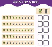 Match by count of cartoon fennel. Match and count game. Educational game for pre shool years kids and toddlers vector