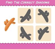 encuentra las sombras correctas de la cúrcuma de dibujos animados. juego de búsqueda y emparejamiento. juego educativo para niños de edad preescolar y niños pequeños vector