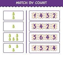 Match by count of cartoon chayote. Match and count game. Educational game for pre shool years kids and toddlers vector