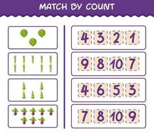 Match by count of cartoon vegetables. Match and count game. Educational game for pre shool years kids and toddlers vector