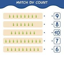 Match by count of cartoon bamboo shoot. Match and count game. Educational game for pre shool years kids and toddlers vector