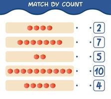Match by count of cartoon tomato. Match and count game. Educational game for pre shool years kids and toddlers vector