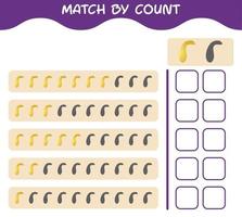 Match by count of cartoon crookneck squash. Match and count game. Educational game for pre shool years kids and toddlers vector