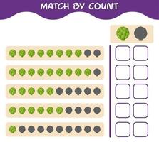 Match by count of cartoon artichoke. Match and count game. Educational game for pre shool years kids and toddlers vector