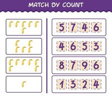 Match by count of cartoon crookneck squash. Match and count game. Educational game for pre shool years kids and toddlers vector