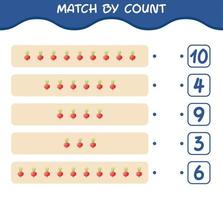 Match by count of cartoon radish. Match and count game. Educational game for pre shool years kids and toddlers vector