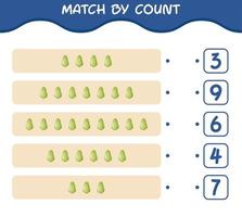 Match by count of cartoon chayote. Match and count game. Educational game for pre shool years kids and toddlers vector