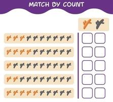 Match by count of cartoon turmeric. Match and count game. Educational game for pre shool years kids and toddlers vector