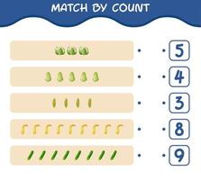 Match by count of cartoon vegetables. Match and count game. Educational game for pre shool years kids and toddlers vector