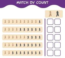 Match by count of cartoon ginseng. Match and count game. Educational game for pre shool years kids and toddlers