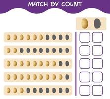 Match by count of cartoon potato. Match and count game. Educational game for pre shool years kids and toddlers vector