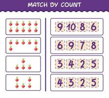 Match by count of cartoon radish. Match and count game. Educational game for pre shool years kids and toddlers vector