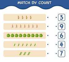 Match by count of cartoon vegetables. Match and count game. Educational game for pre shool years kids and toddlers vector