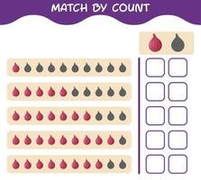 Match by count of cartoon red onion. Match and count game. Educational game for pre shool years kids and toddlers vector