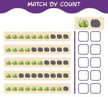 Match by count of cartoon cauliflower. Match and count game. Educational game for pre shool years kids and toddlers vector