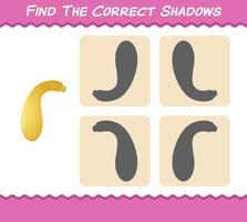 Find the correct shadows of cartoon crookneck squash. Searching and Matching game. Educational game for pre shool years kids and toddlers vector