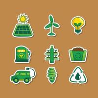 Green Technology Stickers Set vector