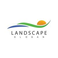 Landscape Logo Design Template, Suitable For Farm, Hotel And Travel Company Icon vector