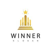 Winner Trophy Logo Template, Leadership And Competition Award Icon vector