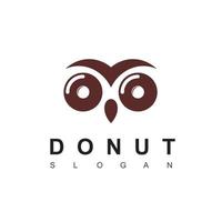 plantilla de diseño de logotipo de donut de búho vector