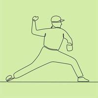 continuous line drawing on people playing softball vector