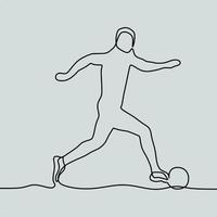 continuous line drawing on people play football vector