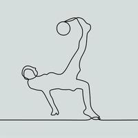 continuous line drawing on people play football vector